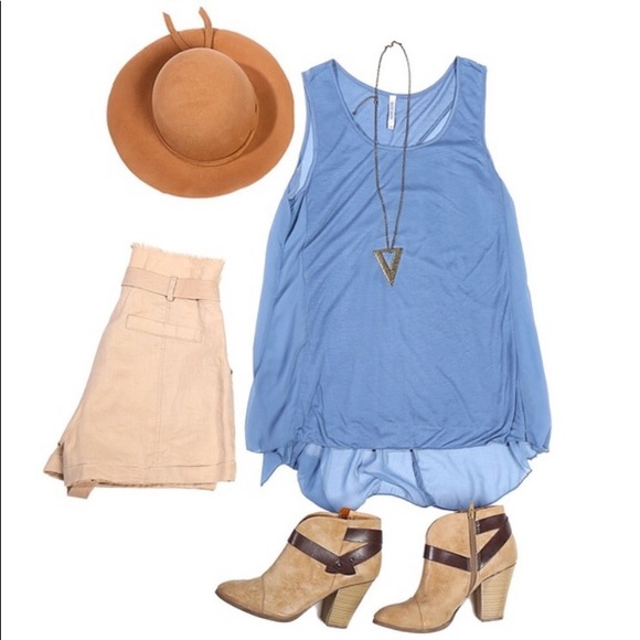 Monoreno Tops - Monoreno Sleeveless Top- Blue